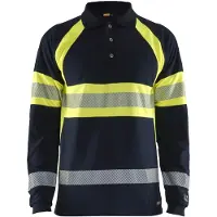 Blakläder 3438-1741 Multinorm polo piqué lange mouw Marine/High Vis Geel maat L heren