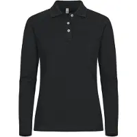 Clique Stretch Premium Polo L/S Women Dames Zwart maat 44/XXL dames