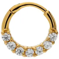 Lucardi - Dames Stalen goldplated helixpiercing met zirkonia - Piercing - Staal - Goudkleurig