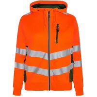 F-engel F. Engel 8027 Safety Ladies Sweat Cardigan Orange/Green maat M dames
