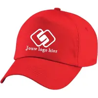 Beechfield Rode pet bedrukt met logo - jouw logo bedrukt op pet - - 5 panel pet - bedrijfskleding - werkkleding - festival - evenement