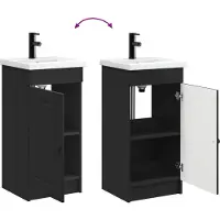 vidaXL Badkamer Vanity met Wastafel Zwart 42 x 40 x 84,5 cm
