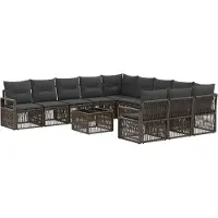 vidaXL Tuinbankenset 12 st Grijs poly rattan