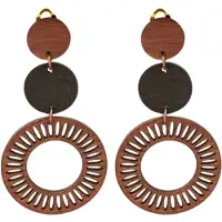 Charme Bijoux Clip oorbellen- Hou-t Bruin -Zwart- lang- geen gaatje-