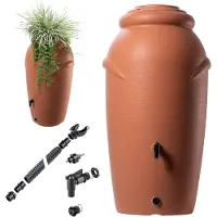 Mira Waterton - Regenton - Watertank - met Kraan, Plantenbak en Deksel - 210L - Oranje - 60cm x 42cm x 113cm