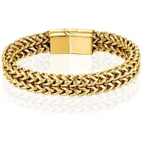 LGT JWLS Heren Armband - Dubbele Curb Chain van Edelstaal, Goud-19cm