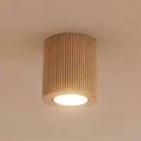 TK Lighting Plafondspot Eve, 8,5 cm hoog, GU10, hout dimbaar, hout licht, Woon-/ Eetkamer, Hout, Modern, downlight