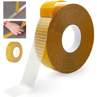 VHV - Dubbelzijdige tape - Tapijttape - Dubbelzijdige tape heavy duty - Extra sterke tape - Textieltape - Voor vloerkleden en matten - Binnen en buiten - 2.5 cm x 50 m - 2pcs