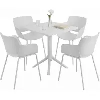 CLP Norva tuinmeubelset - 4 loungestoelen - vierkante tafel - weerbestendige balkonset - voor terras en tuin - wit