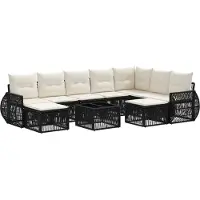 vidaXL Tuinbank Set 10 pcs Zwart poly rattan