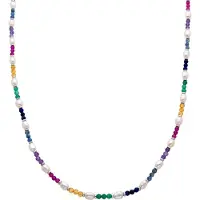 Luxenter Sterling Zilver 925 ketting met Multicolour Gerhodineerd Kristal - Biroal