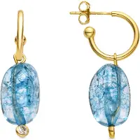 Luxenter Sterling Zilver 925 en Donkerblauw Kristal 18k goud afgewerkt oorbellen - Xiua