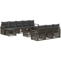vidaXL Tuinbankenset 11 st Grijs poly rattan