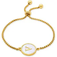 Luxenter armband in wit parelmoer afgewerkt in 18K geel goud - Alfabet