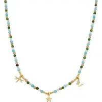 Luxenter Sterling Zilver 925 en Groen Kristal halsketting met 18k geelgouden afwerking - Lok