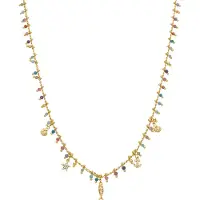 Luxenter Sterling Zilver 925 en Veelkleurig Kristal Ketting afgewerkt in 18k geel goud - Anker