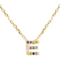 Luxenter Sterling Zilver 925 collier met Veelkleurige Zirkonia afgewerkt in 18K geel goud - Alfabet