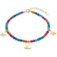 Luxenter 925 Sterling Zilveren Armband met Veelkleurig Kristal afgewerkt in 18K geel goud - Sten