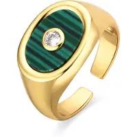 Luxenter ring met 18k goudafwerking Malachiet - Staxo