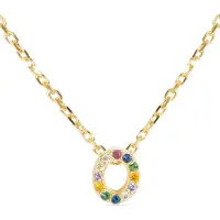 Luxenter Sterling Zilver 925 collier met Veelkleurige Zirkonia afgewerkt in 18K geel goud - Alfabet
