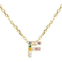 Luxenter Sterling Zilver 925 collier met Veelkleurige Zirkonia afgewerkt in 18K geel goud - Alfabet
