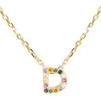 Luxenter Sterling Zilver 925 collier met Veelkleurige Zirkonia afgewerkt in 18K geel goud - Alfabet
