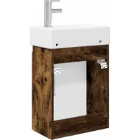 vidaXL Badkamermeubel met kraan Gerookt eiken 45,5 x 25,5 x 84 cm