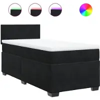 vidaXL Boxspring met matras fluweel zwart 1-persoons