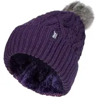 Heat Holder - Pom Pom-muts met boeien voor dames - Paars