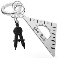 Metalmorphose - sleutelhanger - Liniaal en kompas