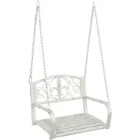 vidaXL Schommelbank Staal 71,5 x 59 x 55 cm Antiek wit