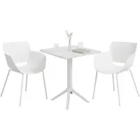 CLP Norva tuinmeubelset - 2 loungestoelen - vierkante tafel - weerbestendige balkonset - voor terras en tuin - wit