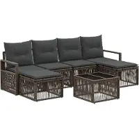 vidaXL Tuinbank Set 7 st Grijs poly rattan