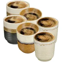 Mica Decorations Koffiemok Ethan - 6x stuks - zonder oor - 7 x 8 cm - porselein - theemok