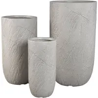 Ptmd Berwin Beige Fiber Cement Rock Pot Set Of 3 High