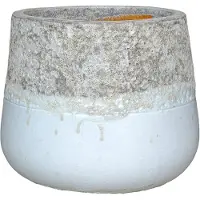 Ptmd Lenz White Ceramic Pot Rough Top Border Round M