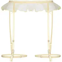 Hunkemoller Jarretels 'Flora' geel / pasteelgeel / wit