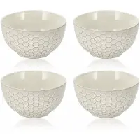 Discountershop Ramen Kommen Set van 4 – Ø14 cm Keramiek Soepkommen – 700 ml Ontbijtkommen Zonder Oor voor Yoghurt, Muesli en Salade – Grijs