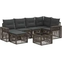 vidaXL Tuinbank Set 7 pcs Grijs en Donkergrijs poly rattan