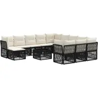 vidaXL Tuinbank Set 13 pcs Zwart poly rattan