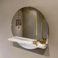 Mondiaz SPOT spiegel rond 50cm met Spiegelplanchet kleur Frappe.