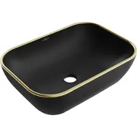Mexen Rita opbouw wasbak 45 x 32 cm, mat zwart/gouden rand - 21084575