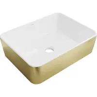 Mexen Catia opbouwwastafel 48 x 38 cm, wit/goud lijnendessin - 21314817