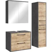 Badplaats Wastafelkast set florence 60 x 35 cm – kastanje met donker grijs