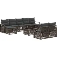 vidaXL Tuinbankenset 10 pcs Grijs poly rattan