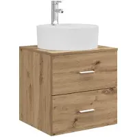 vidaXL Wastafel met wandmontage, Artisan-eikenhout, 49,5 x 44,5 x 65 cm