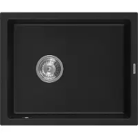 Mexen Pedro granieten spoelbak 1-komerig 560 x 460 , zwart, sifon chroom - 6508561000-77
