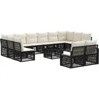 vidaXL Tuinbankenset 13 st Zwart poly rattan