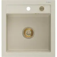 Mexen Vito granieten spoelbak 1-komoer 520 x 490 , beige, gouden sifon - 6503521000-69-G