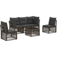 vidaXL Tuinbank Set 6 st Grijs poly rattan